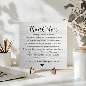 Thank You Gifts for Women Men, Appreciation Gifts for Friends, Coworker Leaving Gift, Home Office Decor Wooden Plaque Sign 5.9 x 5.9Inch-Thank You for Being A Blessing in My Life (White) Thank You Gifts for Women Men Appreciation Gifts for Friends Coworker Leaving Gift Home Office Decor Wooden Plaque Sign 59 x 59Inch Thank You for Being A Blessing in My Life White