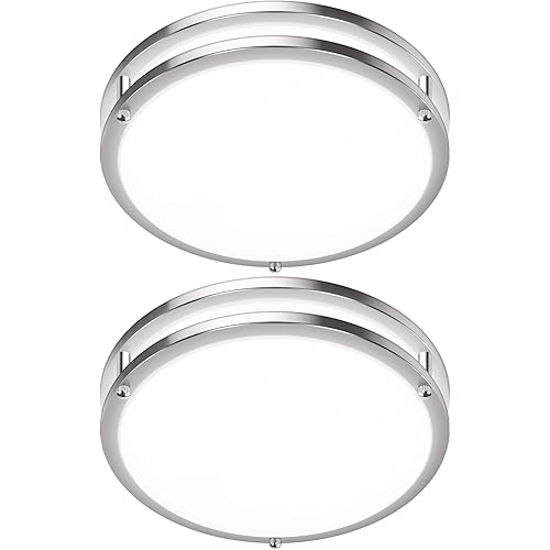 2-Pack 36W LED Ceiling Light Fixture (450W Equiv), 12IN Modern Flush Mount Ceiling Lights, Dimmable Ceiling Lamps Super Bright 2000LM, 3000K/4000K/5000K Adjustable for Bedroom Kitchen Bathroom Hallway