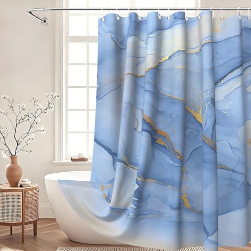Rideau de douche marbre blanc polyester lavable grand format 180x240 - 4