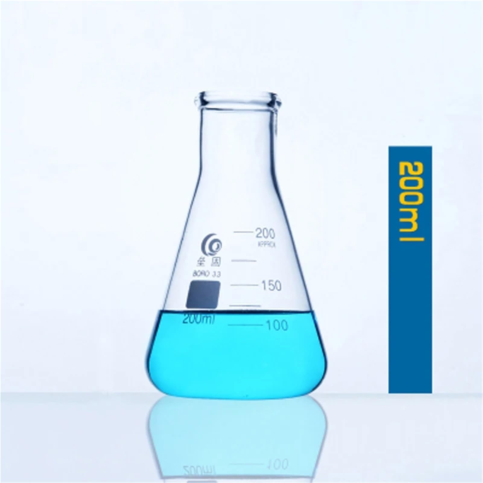 1 Juego de matraz de Vidrio cónico, matraz Erlenmeyer de Vidrio de borosilicato, Botella Triangular, Laboratorio de Resistencia