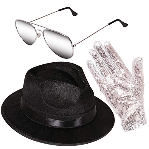 Narwhal Novelties Pop Star Hat, Glasses & Sequin Glove Costume Accessory Set; Fits Kids & Adults