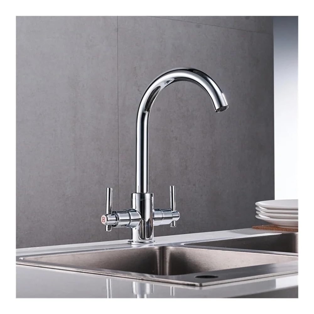 Kitchen Faucets Double Hands Round Bathroom Sinks Taps Mix Water Tap XT-16(Chrome)