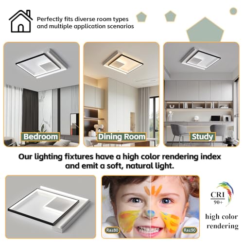 Plafonnier LED dimmable avec télécommande pour salon moderne
