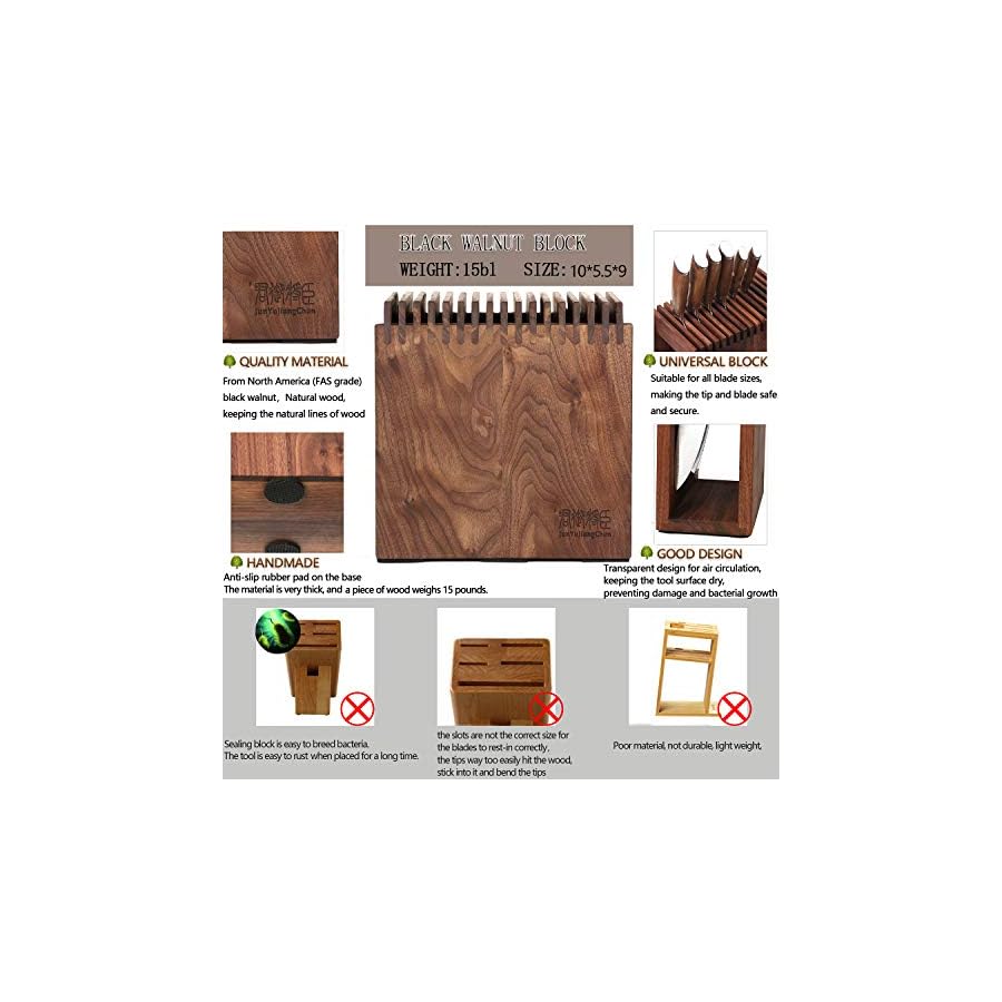 Knife Set Block - 8 Piece Chefs Knife Set - Damascus Steel VG10 Japanese Stainless Steel Home Kitchen Knife Set With Shadow wood Handle&Unviersal Walnut Block