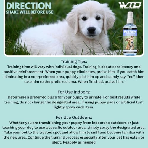 Image of WTC Dog & Puppy Potty Training Spray 500ml | Poo Point Training Aid Attracts Dogs to Pee in Right Spot | Indoor Outdoor Toilet Training Solution | Housebreaking Aid for Puppies