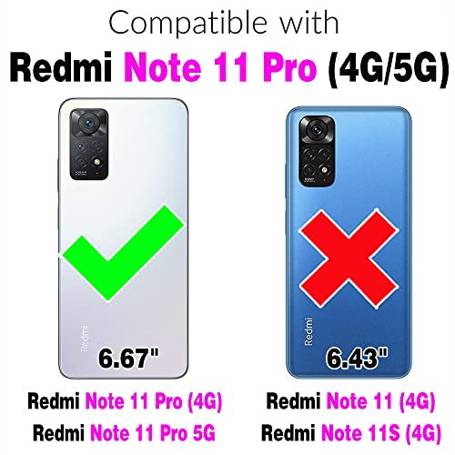 Asuwish Compatible with Xiaomi Redmi Note 11 Pro 4G/5G Wallet Case Tempered Glass Screen Protector Card Holder Stand Leather Flip Cell Accessories Phone Cover for Redme Note11 11E 11Pro Women Men Red - Image 2