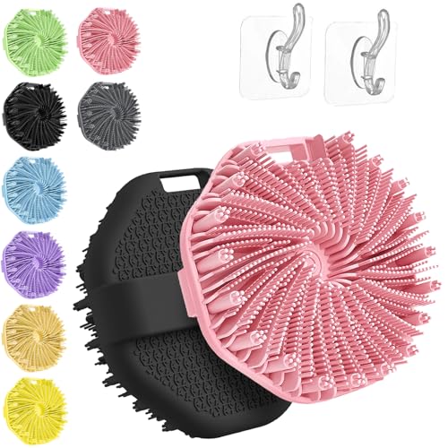 Silicone Body Scrubber for Body, Premium Soft Silicone Body Scrubber Shower Bath Brush with Non-Slip Hand Strap, Lather Nicely, Long Lasting, Gentle Exfoliating, for All Skin Types