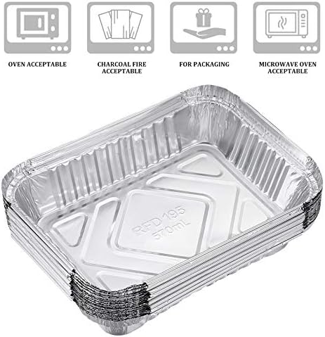OUNONA Set of 30 Aluminium Foil Trays Aluminum Pans Tin Liners BBQ Drip Pan Food Containers for Cooking Baking