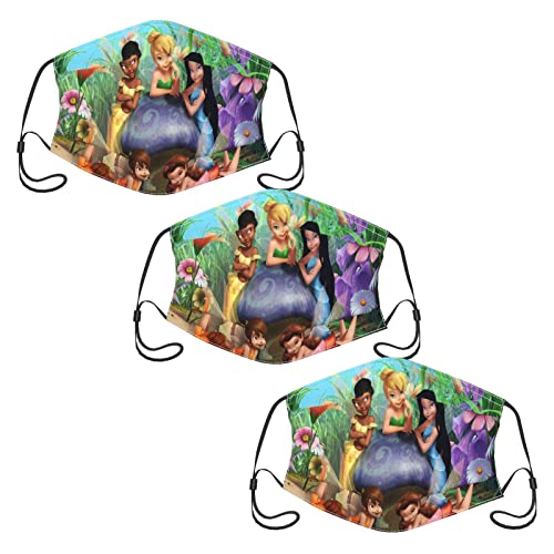 Disney Fairy - Paquete de 3 fundas faciales para hombres y mujeres, deportes al aire libre, motor/ciclismo, pañales calentadores de cuello para adultos, lavables y reutilizables