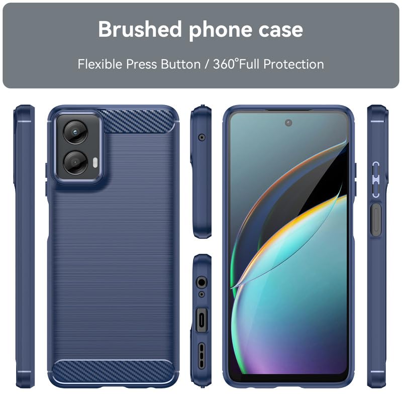 Image of Hybrid Carbon Fiber Back Case for Moto G 5G 2024 (Blue)