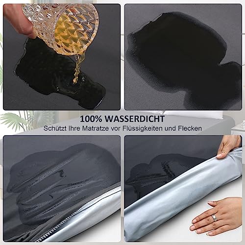 ohano Wasserdichter Matratzenschoner 140x200cm Spannbettlaken und Atmungsaktive Matratzenbezug, Inkontinenzauflage,Nässeschutz Bettlaken Spannbetttücher,für alle Jahreszeiten-Dunkelgrau