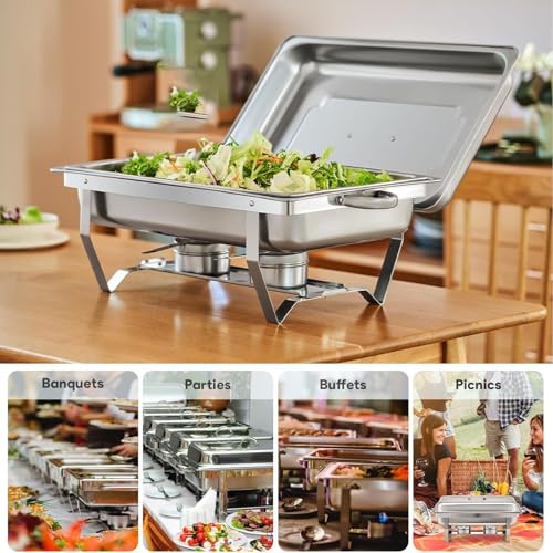 Chauffe-plats en acier inoxydable avec couvercles pour buffet élégant et durable - 7