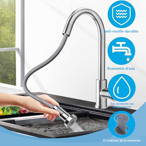 GZLFH Douchette Evier Cuisine, 2 Modes Embout Robinet Cuisine 2 Pcs – vue 5