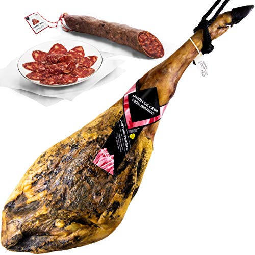 Jamón Ibérico de Cebo 100% Raza Ibérica. 168,60€. ENTREGA 24-72 HORAS Salamanca. 6,5-7kg aprox. + Vela de Chorizo (400gr aprox). Justino Parra