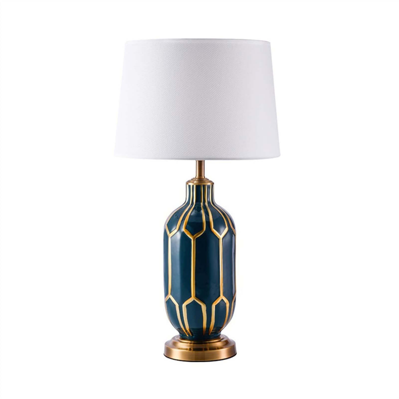 Lampki nocne Amerykańska Lampa Stołowa Sypialnia Lampka Nocna Europejska Luksusowa Sztuka Dekoracja Ceramiczna z Abażurem Tkaninowym Wystrój domu