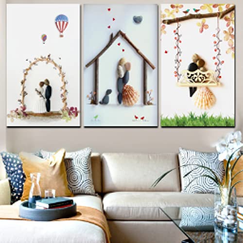 Couples image art abstrait toile triptyque impression pierre salon