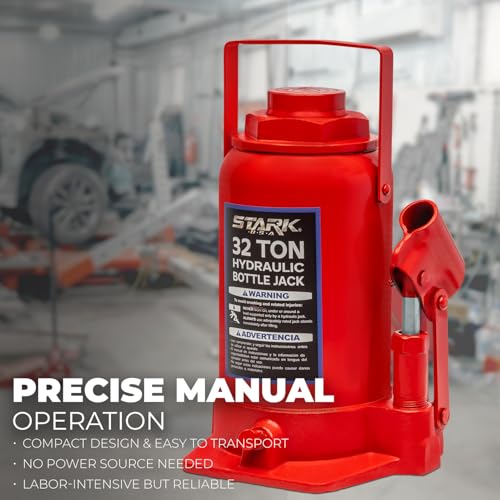 Image of XtremepowerUS 32 Ton Hydraulic Bottle Jack, Low Profile Heavy-Duty Car Jack for Trucks, SUVs, RVs, Trailers, Farm Equipment, Automotive Repair & Garage Use, Red