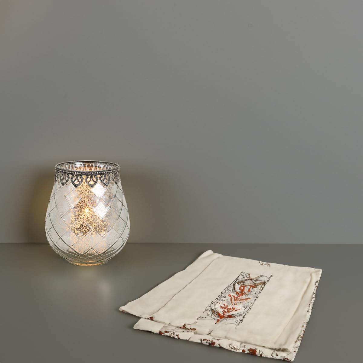 Vintage Kerzengläser Windlichter silber - 2 Moderne Windlichtgläser in 18 cm als Kerzenständer Laterne Teelichthalter - Boho Kerzenhalter Teelichtglas als Hochzeit Tisch-Deko Balkon Garten Deko