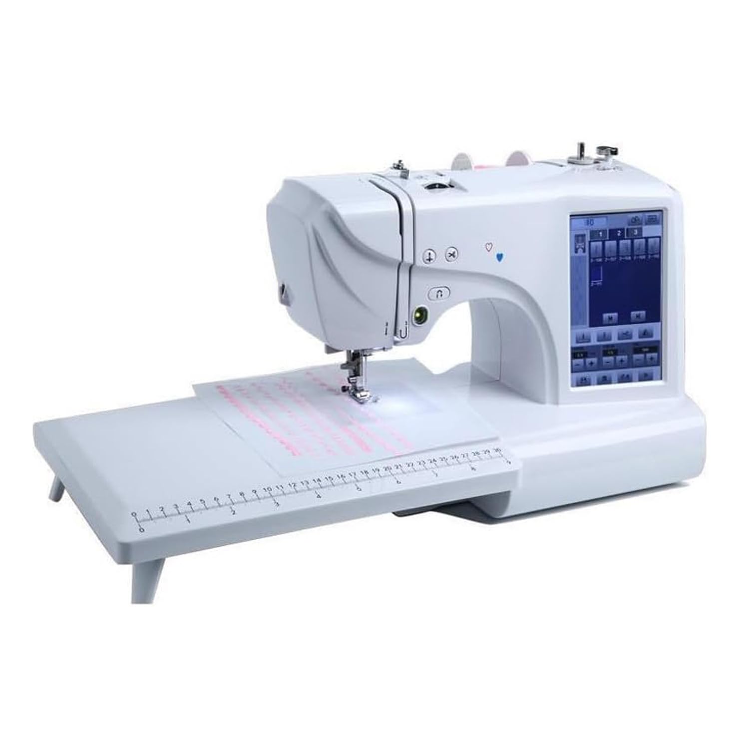 Máquina de bordar eléctrica, máquina de coser automática, pantalla táctil LCD de 7 pulgadas, 158 diseños integrados, 210 letras integradas, 30 bordes de patrones, para decoración del hogar, ropa