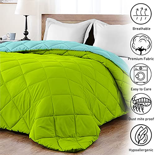 Image of AYKA Reversible Comforter 220 GSM Microfiber Reversible AC Comforter /Blanket for Winter /Quilt /Duvets for King Size Single Bed Comforter (60 * 90, Aqua & Green)