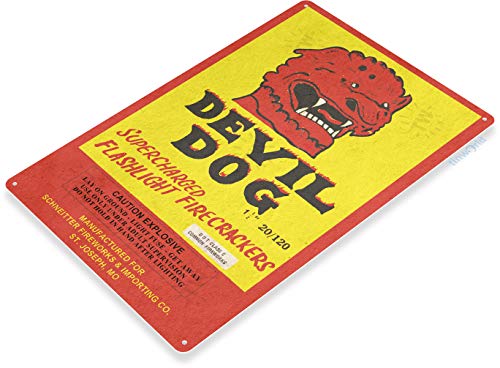 Tinworld Tin Sign: Devil Dog Firecrackers Fireworks Stand Booth 4th July Independence Day New Years Metal Sign Decor C535 - Thumbnail 2