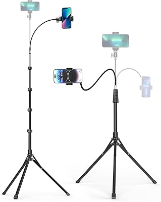 Aureday Trípode para teléfono, soporte para teléfono celular de 92 pulgadas con cuello de cisne de 15 pulgadas, control remoto y s