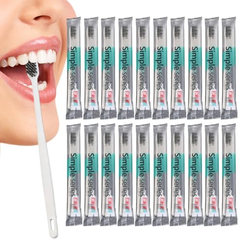 Cepillo de dientes de viaje – Perfil plano que ahorra espacio, kit de cepillo de dientes, herramienta con pasta de dientes | Cepillos de dientes para viaje baño hotel camping hospital de