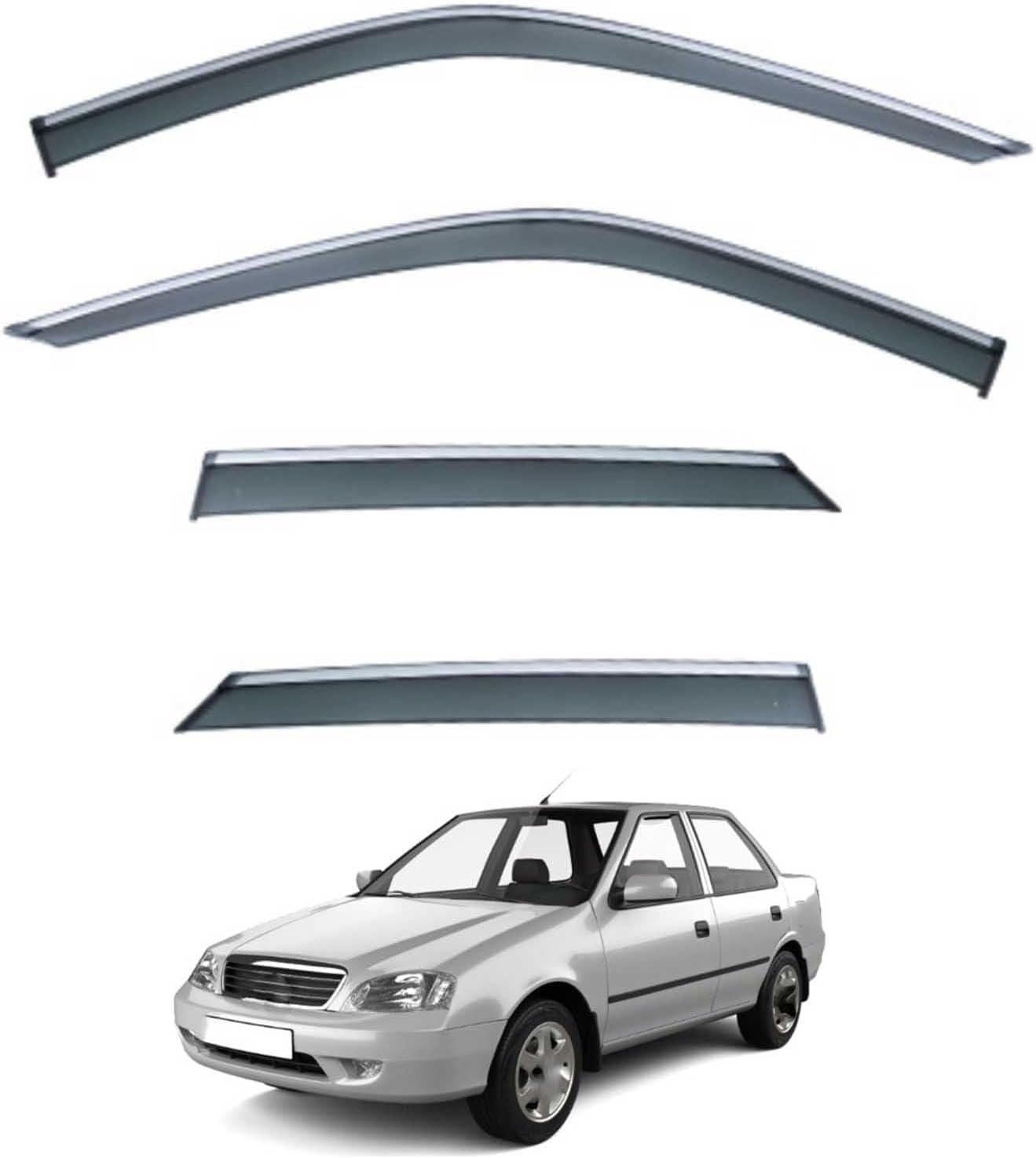 Liufangfc Normal Wind Deflectors For Esteem/Maruti 1000 Sd Mk2-Sf 1988-2005 – 4Pc Tape-On Smoked Visors, Weatherproof, Anti-Salt/Snow, Low-Noise