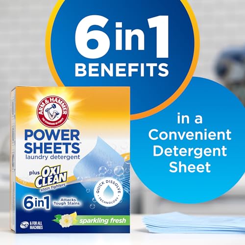 Image of ARM & HAMMER Power Sheets Laundry Detergent Plus OxiClean, 42 Count