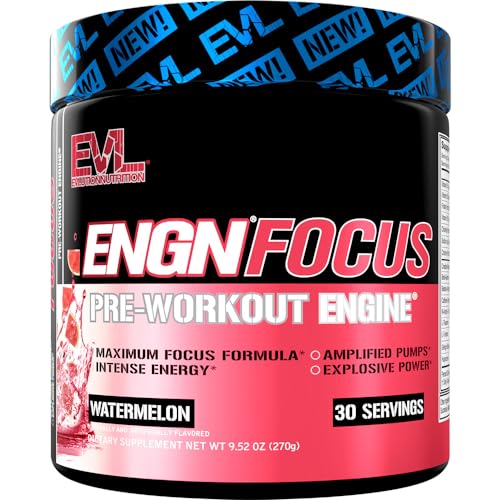 Evlution Nutrition ENGN Focus - Intense Pre-Workout with Creatine - Maximum Focus Formula - Pre-Workout Powder for Lasting Energy - with Beta-Alanine & Caffeine - 30 Servings - Watermelon