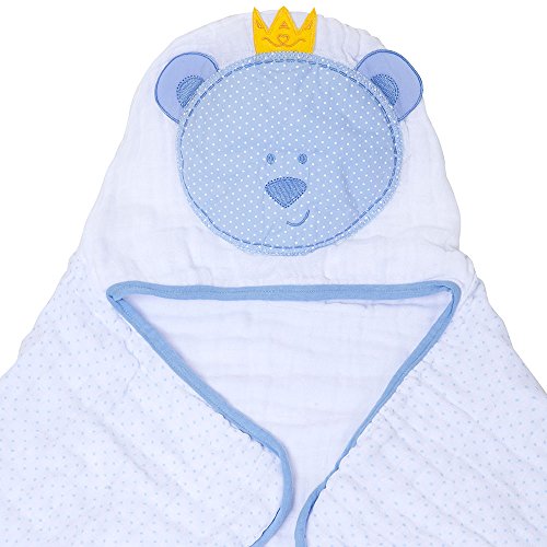 Papi Textil Soft Toys Toalha de Banho com Capuz, Azul (Ursinho), 90 x 75 cm
