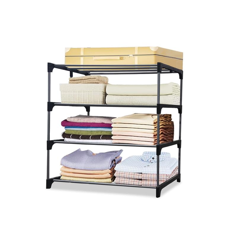 4 Layer Black Metal Pipe & Plastic Connector Space-Saver Collapsible Wardrobe: Maximize Your Space with Style-image-39