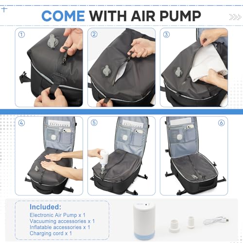 Image of Vacuum Travel Backpack with Pump for Women Men, Carry on Air Backpack for Flight Approved, Personal Item Luggage Backpacks