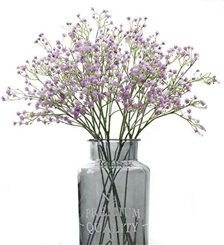 Crt Gucy Artificial Flowers 9Pcs 21" Baby Breath/Gypsophila Fake Silk Plants Wedding Party Decoration Real Touch Flowers DIY Home Garden, Purple