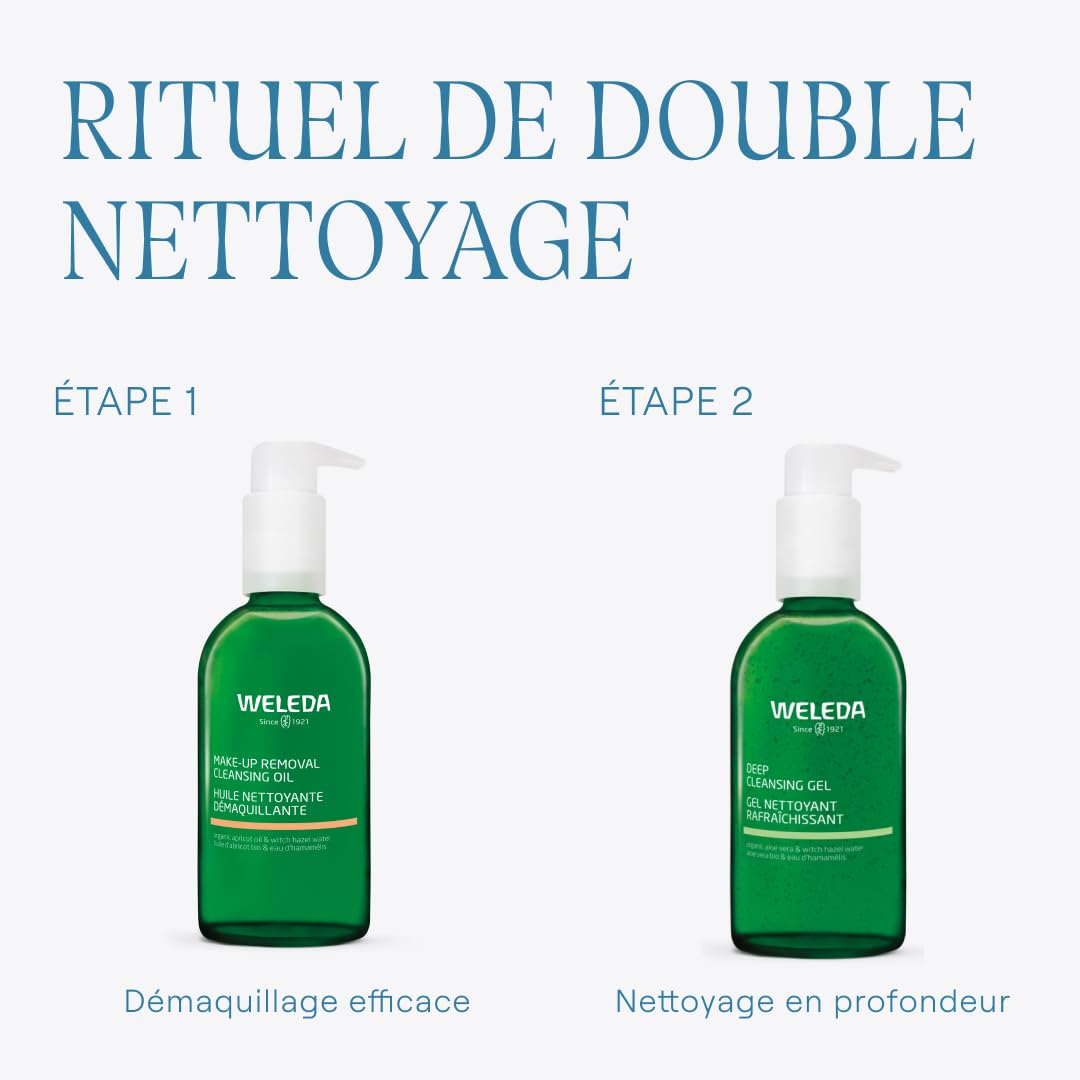WELEDA - Gel nettoyant rafraîchissant - Nettoie et démaquille en profondeur et en douceur - Certifiée NATRUE* - Vegan** - 150 ml