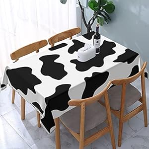 Tafelkleed schattige cowboy zwart en wit boerderijkoe print herbruikbare rechthoekige tafels eethoes polyester tafelkleed 137 x 183 cm