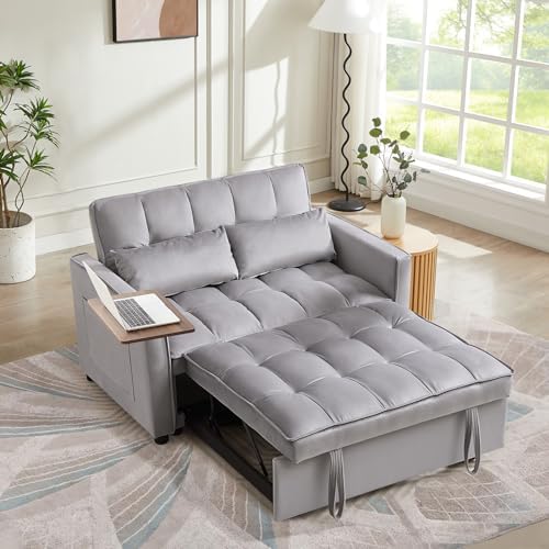 Convertible Sleeper Sofa Bed - 3-in-1 Chenille Futon Loveseat With Adjustable Backrest & USB Charging For Small Spaces