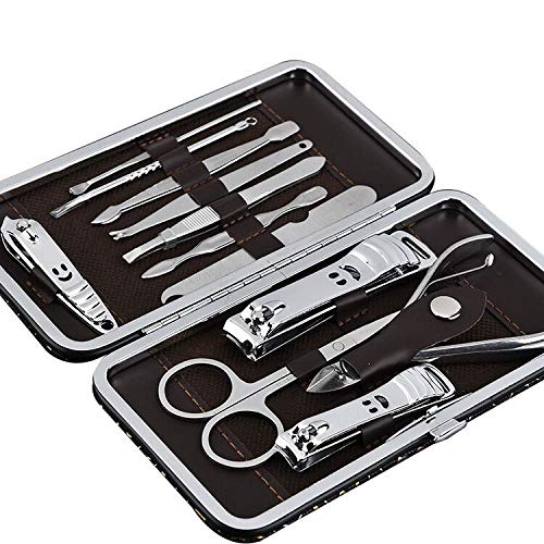 Nail Clipper Set 12 in 1 Manicure and Pedicure Kit for Fingernail and Toenail with Portable Travel Case, Ideal for Men and Women, Professional Stainless Steel