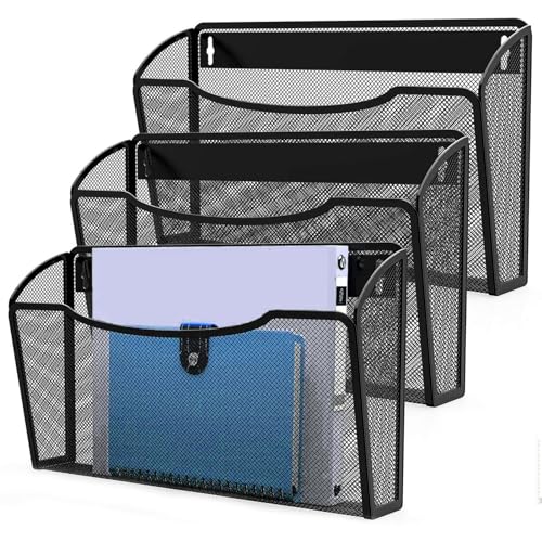 Wall File Organizer,Hanging Wall Mounted File Folder Binder Holder Mail Organizer for Office,Home and School Supplies