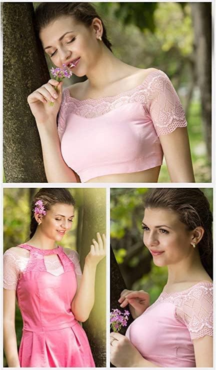 Image of DRESHOW Lace Bralette Tank Tops Wireless Bra Lace Crop Top Removeable Pads Yoga Sports Bra Undershirt for Women & Teens