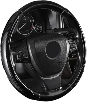 RYE for Infiniti Steering Wheel Cover, Car Steering Wheel Cover Carbon Fiber Texture Ultra-Thin Easy Installation Durable, for Infiniti Q50 QX60 QX50 QX80 Q60 Accessories - Black Texture