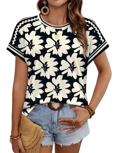 Image of WIHOLL Womens Tops Short Sleeve Shirts Summer Outfits 2026 Spring Dressy Casual Clothes Clothing