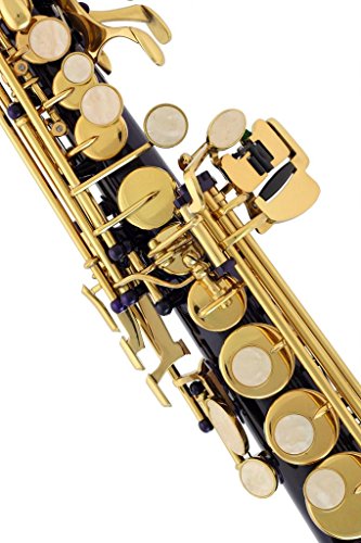 Lazarro Purple-Gold Keys Bb B-Flat Straight Soprano Saxophone Sax Lazarro+11 Reeds,Care Kit~24 Colors Available-300-Pr #TOP2