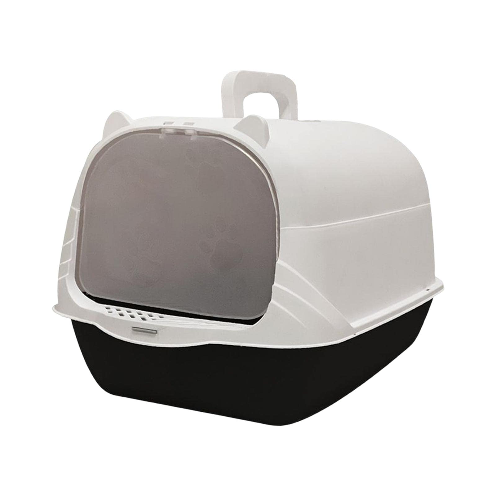 LICHTS Cat Litter Box with Lid Portable Anti Splashing Easy Tidy Handle Black
