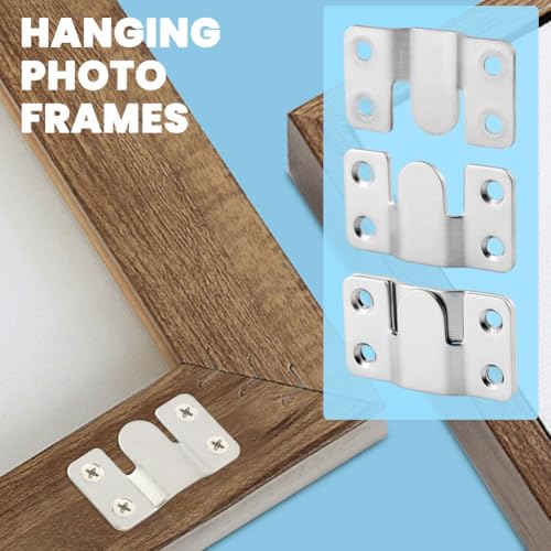 Image of 8Pcs Flush Mount Bracket Picture Hanging Buckle with Screws, Stainless Steel Interlock Hanging Buckle Headboard Wall Mounting Brackets, French Cleat Picture Hanger