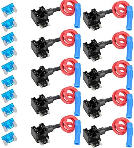 ESUPPORT 12v Car Add-a-circuit Fuse ACN TAP Adapter Low Profile Blade Style Fuse Holder Pack of 10