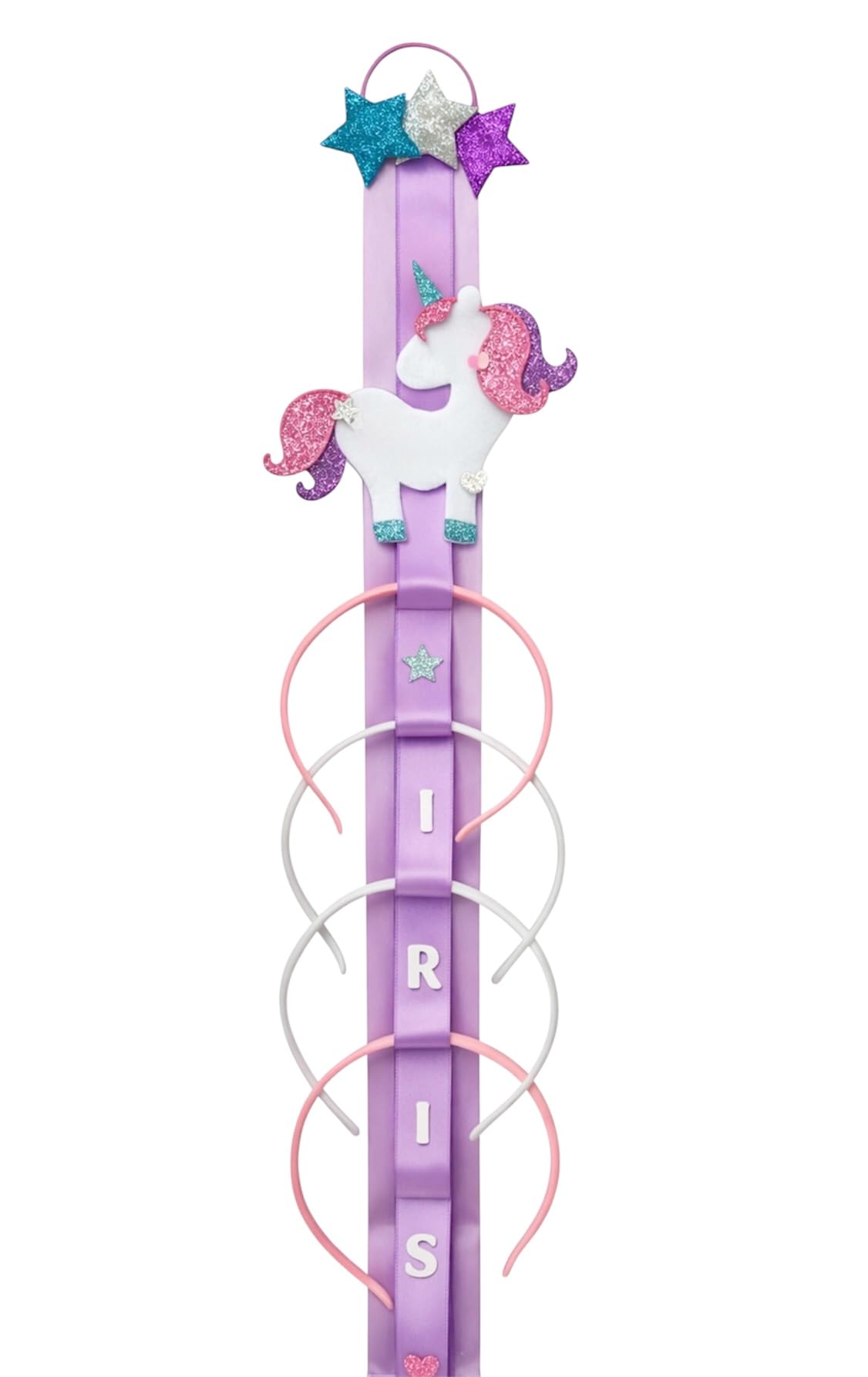 Generico TULLE E MERAVIGLIE Porta Cerchietti Bambina Unicorno Personalizzato con Nome Salvaspazio da Appendere in Cameretta Fatto a Mano in Italia Idea Regalo Compleanno Natale Nascita