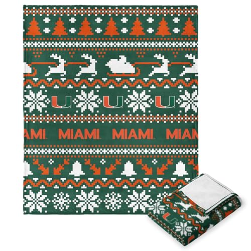 Northwest NCAA Miami Hurricanes, Xmas Time, Silk Touch Throw Blanket, 50 x 60 Inches