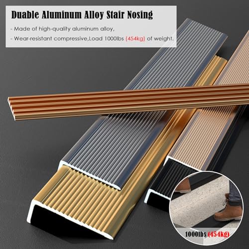 Nez de marche antidérapant en L métal doré 50mm pour escalier extérieur