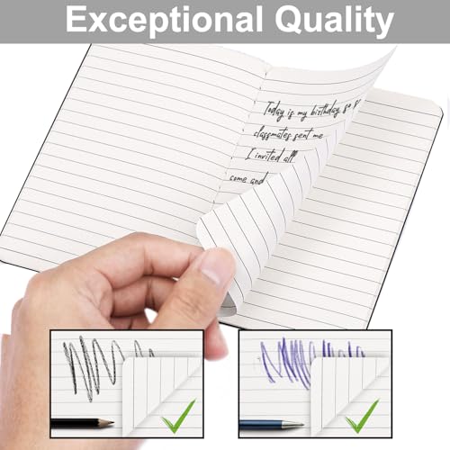 Image of LABUK 12pcs Pocket Notebook, Lined Mini Notebooks, 3.5 x 5.5in Memo Notepad Softcover, Black Notebook for Men Women Kids, 30 Sheets, 60 Lined Pages